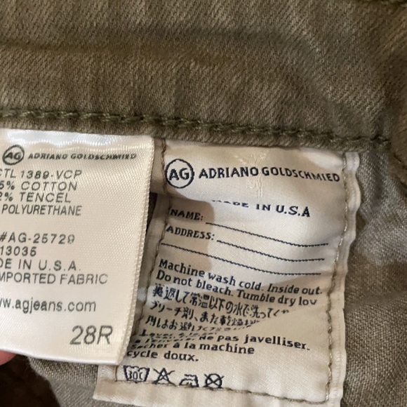AG Legging Ankle Jeans Army Green Size 28 - Picture 3 of 5